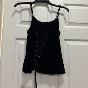 Olivaceous Black Lace-Up Camisole